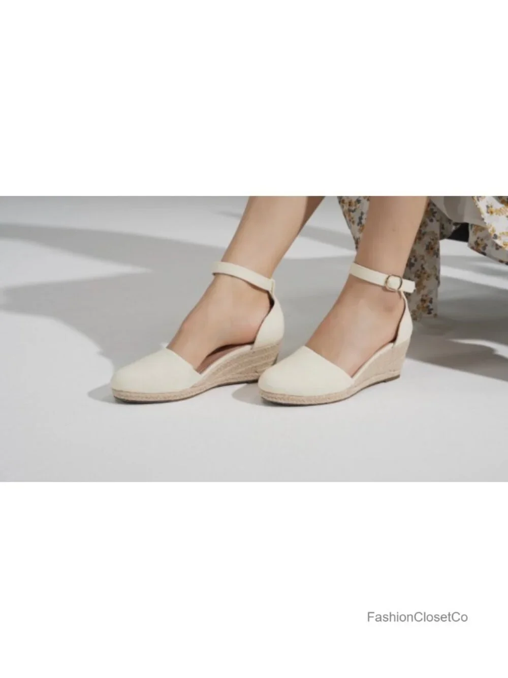 Closed Toe Espadrilles Platform Wedge Sandals with Ankle Strap